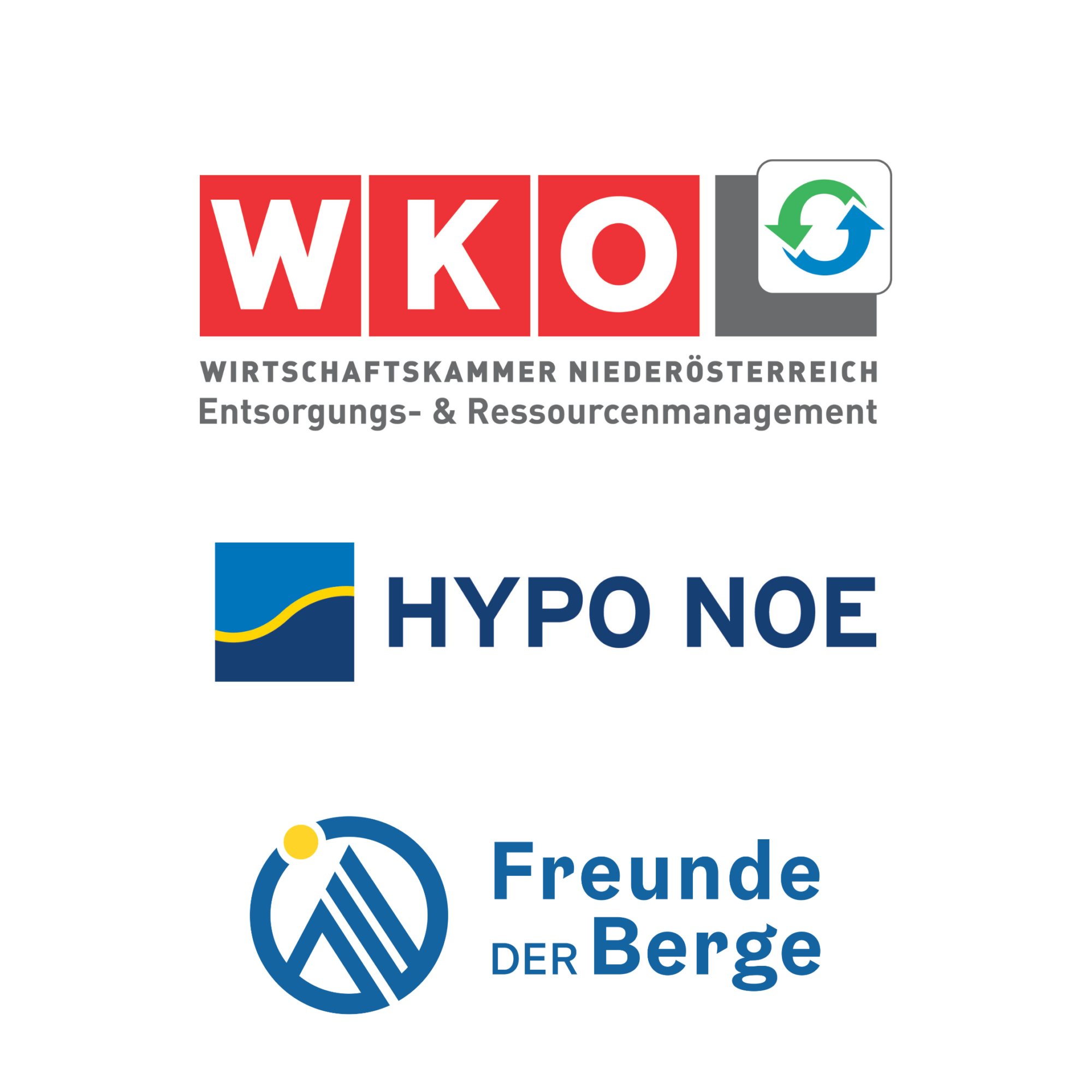 Logoleister wichtige Parnter Freunde der Berge, WKO und Hypo Nieder&ouml;sterreich